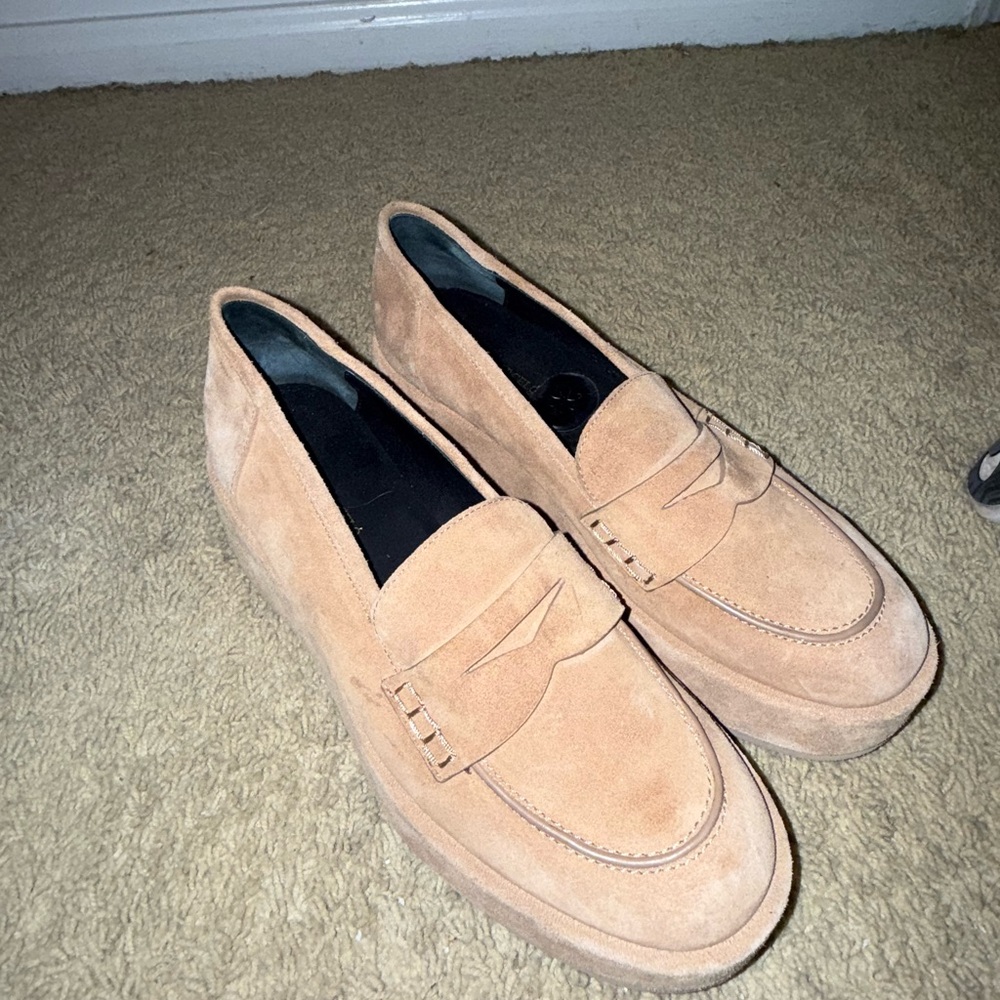 Paloma Barcelo Tan Suede Loafers